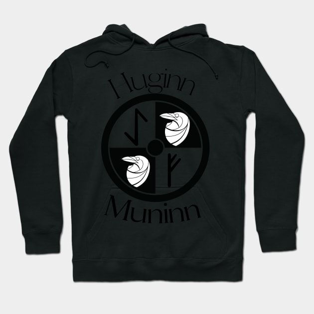 Huginn and Muninn Shield Hoodie by GrafDot